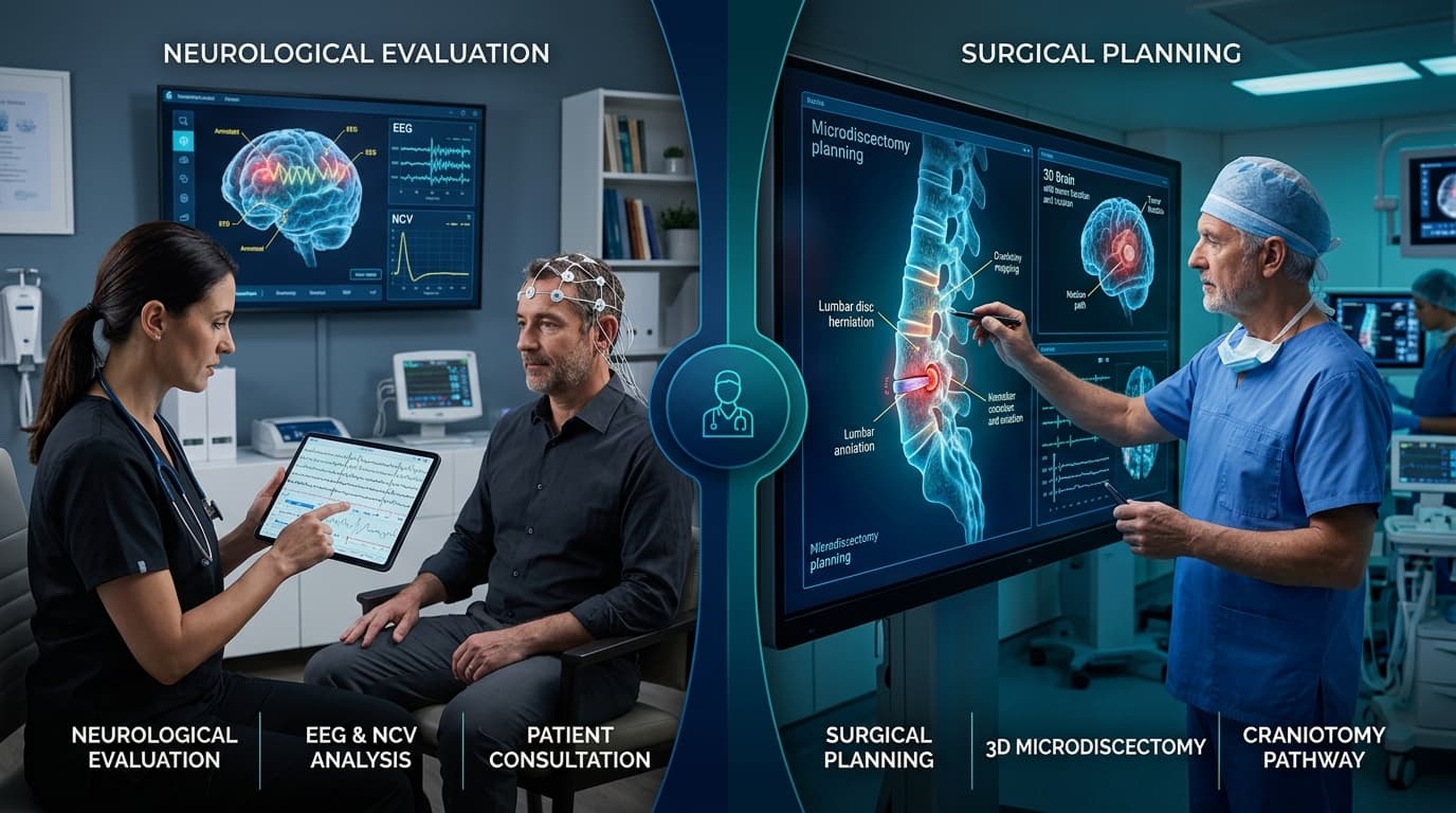 Clinical pathway comparison: Neurological evaluation vs Surgical neurosurgery planning at Neuro Panacea Hospitals Malda